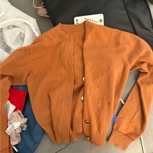 Women's Orange Cardigan Sweater